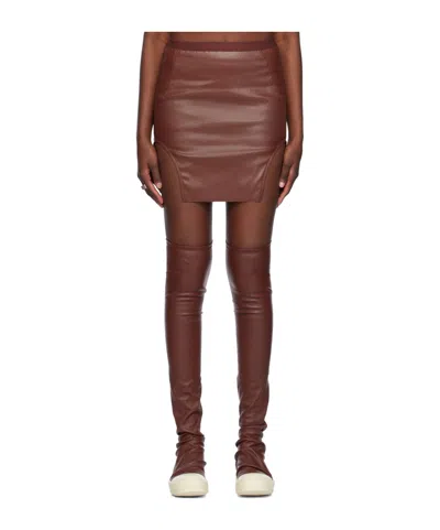 Rick Owens Brown Diana Denim Miniskirt In 73 Henna