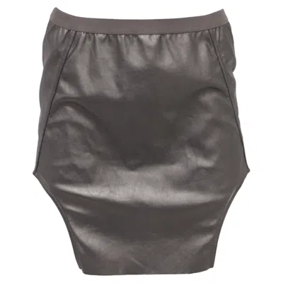 Rick Owens Diana Mini Skirt In Grey Lamb Leather In Brown