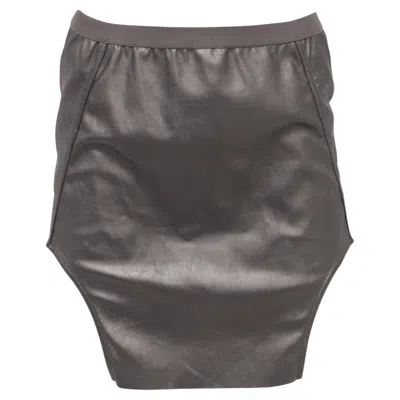 Pre-owned Rick Owens Diana Mini Skirt In Grey Lamb Leather In Gray