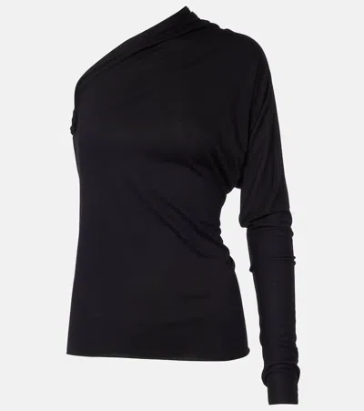 Rick Owens Diana One-shoulder Jersey Top In Black