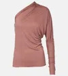 Rick Owens Diana One-shoulder Jersey Top In Brown