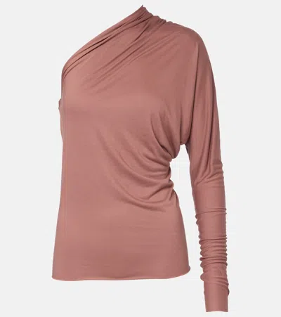 Rick Owens Diana One-shoulder Jersey Top In Brown