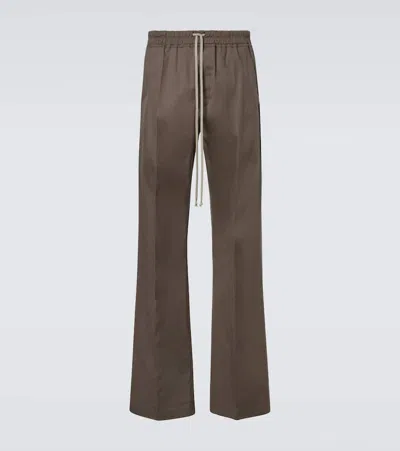 Rick Owens Dark Green Wide Bela Cotton Trousers In Brown