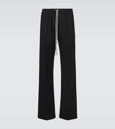 Rick Owens Dietrich Cotton-blend Wide-leg Pants In Black