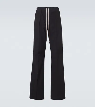 Rick Owens Dietrich Straight-leg Cotton-twill Drawstring Trousers In Black