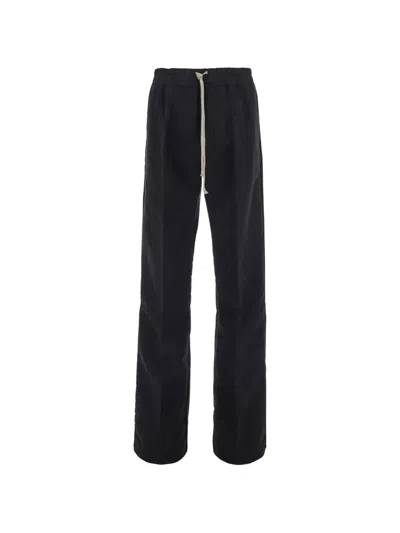 Rick Owens Dietrich Straight-leg Cotton-twill Drawstring Trousers In Black