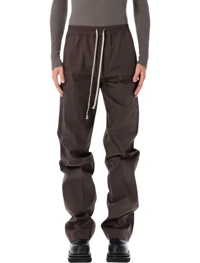Rick Owens Dietrich Organic Cotton Poplin Drawstring Trousers In Brown