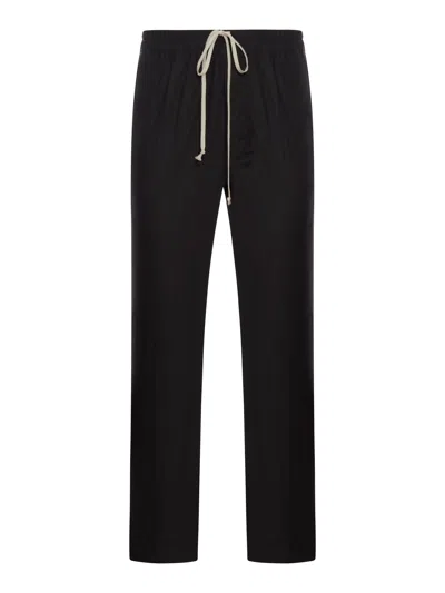 Rick Owens Dietrich Wide Leg Cotton Trousers In Black