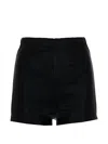 Rick Owens Black Leather Solid Shorts In Black