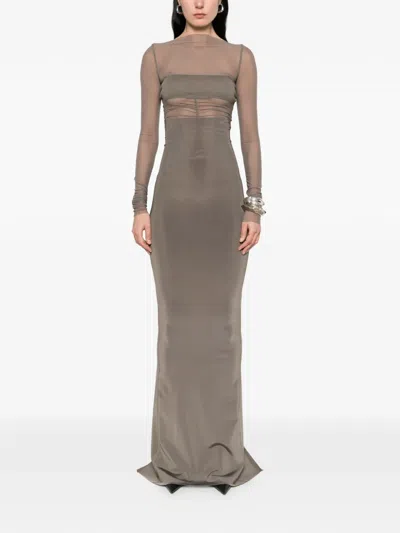 Rick Owens Dirt Coda Stretch-jersey Maxi Skirt In Brown