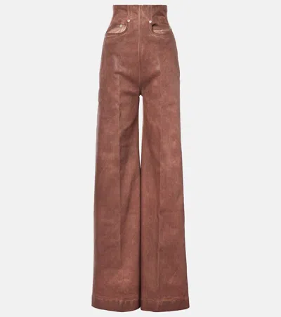 Rick Owens Dirt Cooper High-rise Wide-leg Jeans In Orange