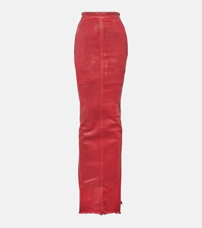 Rick Owens 人造皮革加长半身裙 In Red