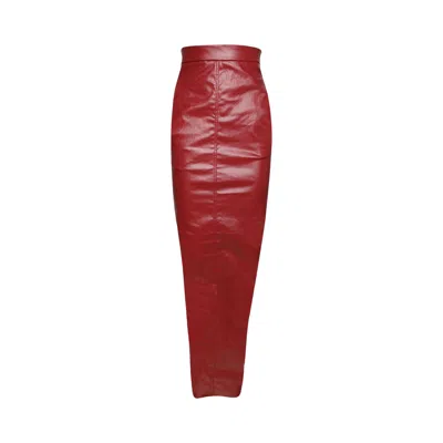 Pre-owned Rick Owens Dirt Pillar Denim Maxi Skirt 'cardinal Red' | Women's Size 38