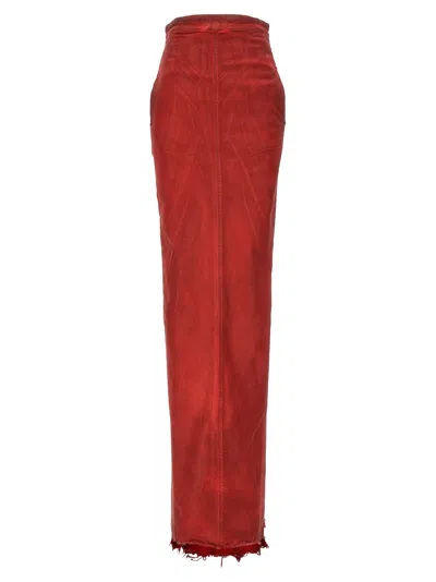 Rick Owens Dirt Pillar Long Skirts Red