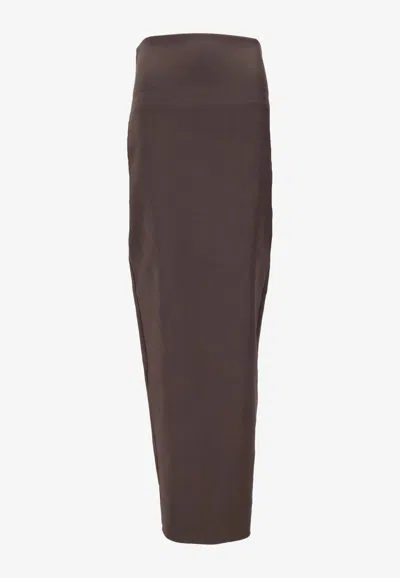 Rick Owens Dirt Pillar Maxi Skirt In Dark Brown