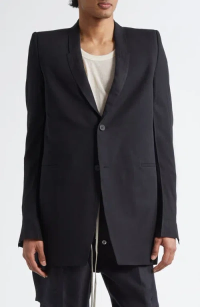 Rick Owens Dirt Single Breasted Virgin Wool Blazer In Black
