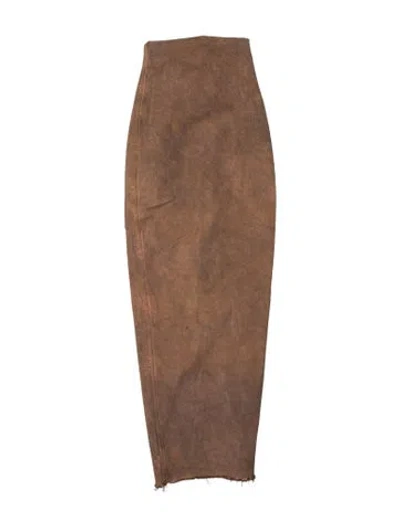Pre-owned Rick Owens Distressed Accents Long Skirt In Brown