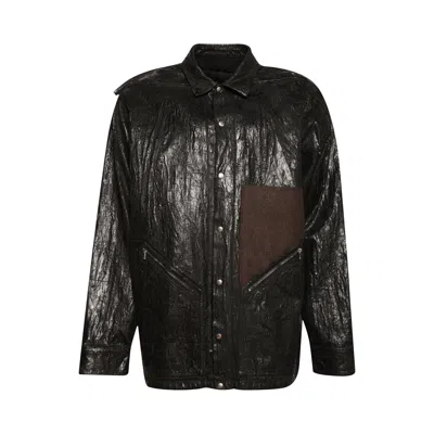 Pre-owned Rick Owens Distressed Denim Jacket 'black/brown/black' | Men's Size 50