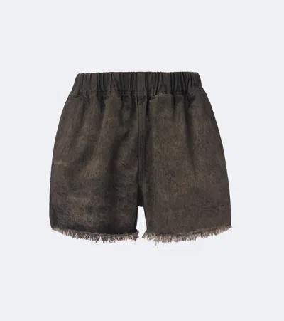 Rick Owens Distressed Denim Shorts In Brown