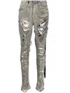 Rick Owens Drkshdw Distressed Low-rise Jeans In Grey