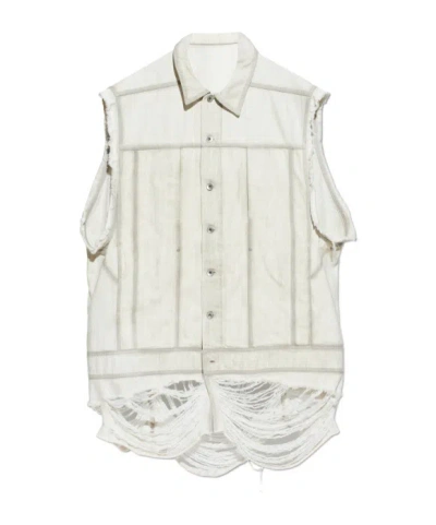 Rick Owens Ripped Waistcoat In Neutral
