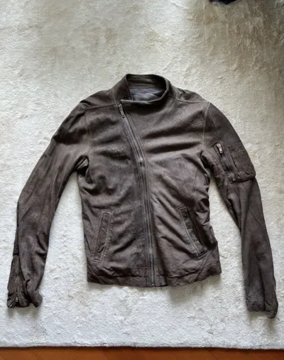Pre-owned Rick Owens Distressed Lamb Skin Leather Jacket In Brown