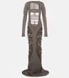 Rick Owens Distressed Wool Maxi Dress