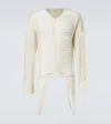 Rick Owens Distressed Wool Sweater In White