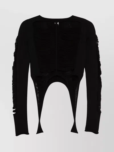 Rick Owens Distressed Wool Top Cut-outs In Black