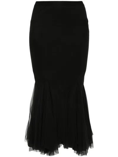 Rick Owens Dauphine Jersey Maxi Skirt In Black
