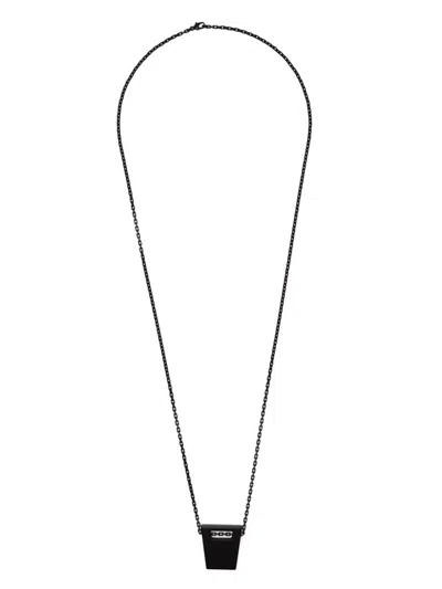 Rick Owens Black Dogtag Necklace In 09 Black