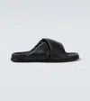 Rick Owens Twisted Design Lamb Leather Slides In Black
