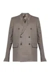 Rick Owens Double-breasted Linen Blazer In Gray