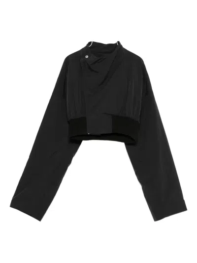 Rick Owens Double-breasted Cropped Jacket In Black