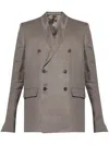 Rick Owens Double-breasted Linen Blazer In Grey