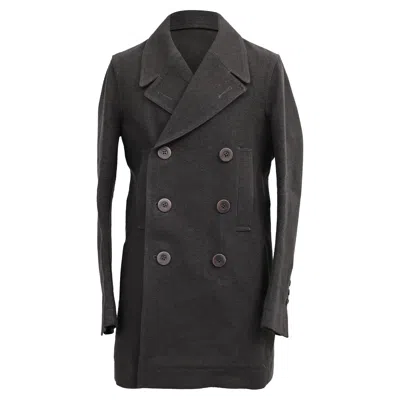 Rick Owens Double-breasted Peacoat In Dark Grey Wool In Gray