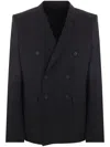 Rick Owens Double-breasted Stretch-wool Blazer In Black