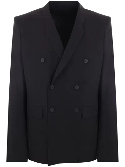 Rick Owens Double-breasted Stretch-wool Blazer In Black