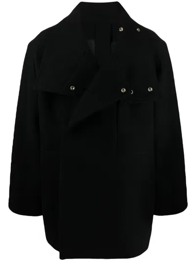 Rick Owens Double-breasted Virgin Wool Coat In Black