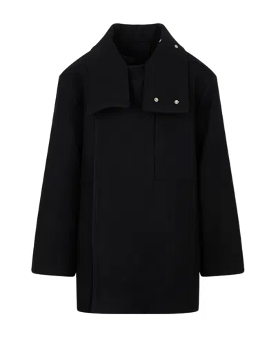 Rick Owens Double-breasted Virgin Wool Coat In Black