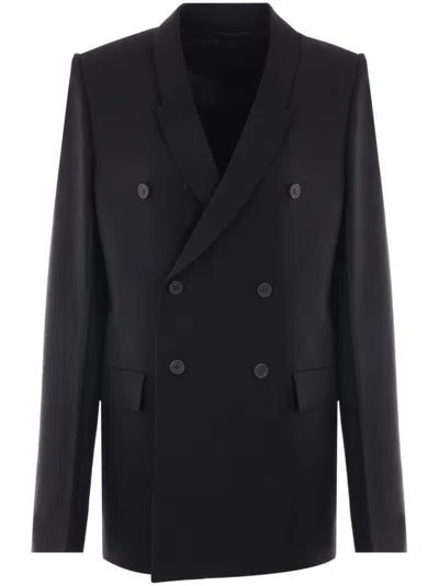 Rick Owens Double-breasted Wool Blazer In Black