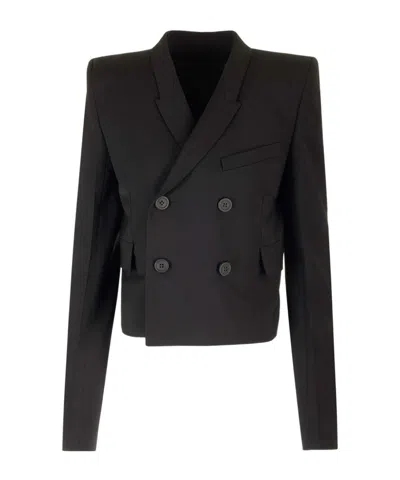 Rick Owens Double-breasted Wool Blazer In Black