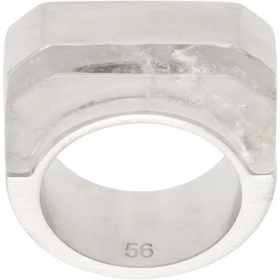 Rick Owens Double Crystal Hollywood Ring In Silver