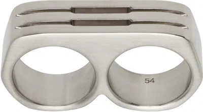 Rick Owens Double Grill Ring In Gray
