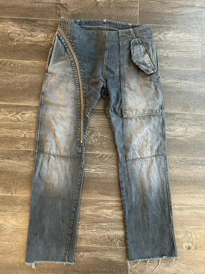 Pre-owned Rick Owens Double Layer Aircut Denim In Navy