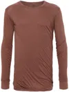 Rick Owens Brown Porterville Rib Long Sleeve T-shirt In Brown