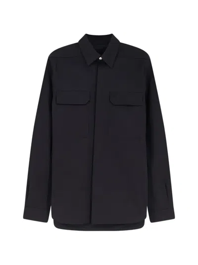 Rick Owens Double-pocket Long-sleeve Shirt In Black