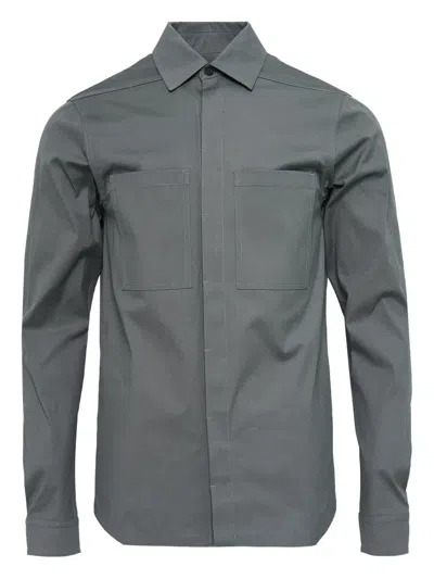 Rick Owens Double-pocket Poplin Shirt In Gray