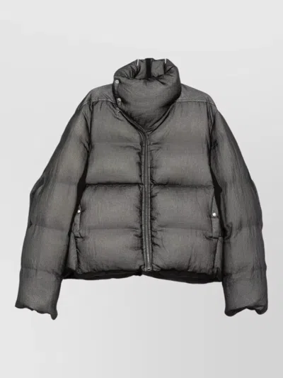 Rick Owens Down Padded Stand Collar Puffer Jacket In Gray