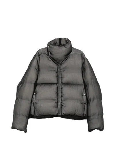 Rick Owens Down-padded Stand-up Collar Zip Jacket In Black